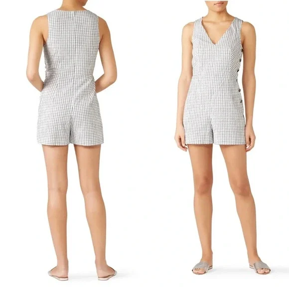 Club Monaco Cadhell White and Navy Checkered Romper Size 4 - Picture 2 of 8